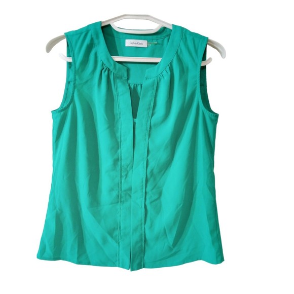 Women's Calvin‎ Klein Sleeveless Green Shirt Size Xs - Picture 16 of 16